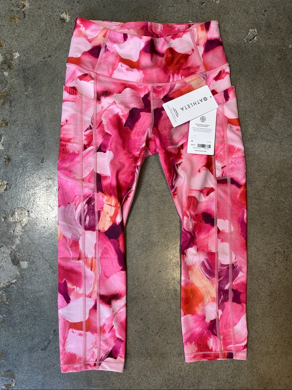Athleta Ultimate Stash II Capri Pink Multi Floral
